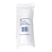 S+M Cotton Wool Roll 500g, 100% cotton, in clear plastic packaging with blue text and barcode.
