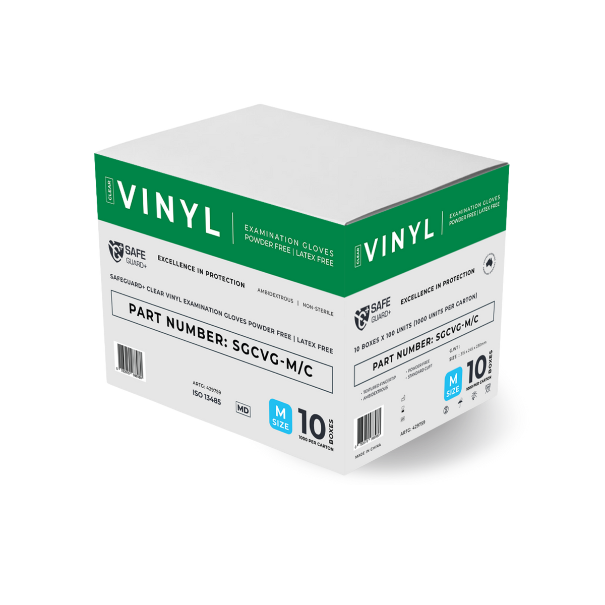 Safeguard Clear Medical Grade Vinyl Gloves are powder-free, non-sterile, offering durable hand protection for healthcare and everyday use.