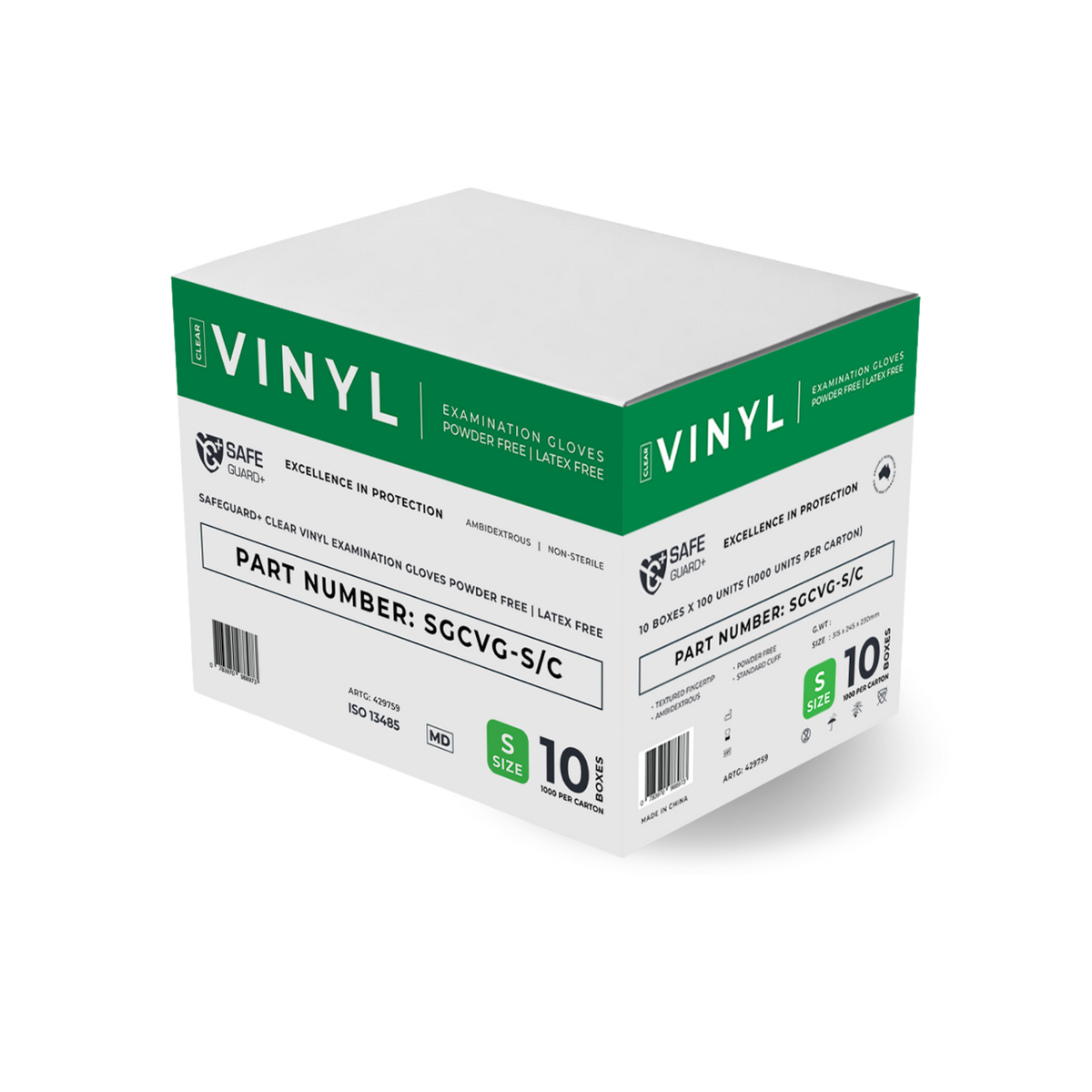Safeguard Clear Medical Grade Vinyl Gloves are powder-free, non-sterile, offering durable hand protection for healthcare and everyday use.