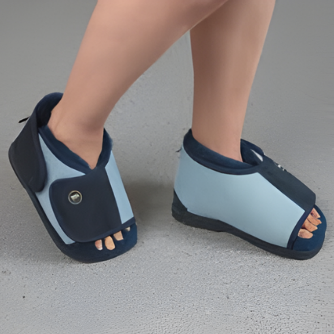 Medical-grade sheepskin open toe boot offering comfort, airflow, and pressure care for sensitive feet.
