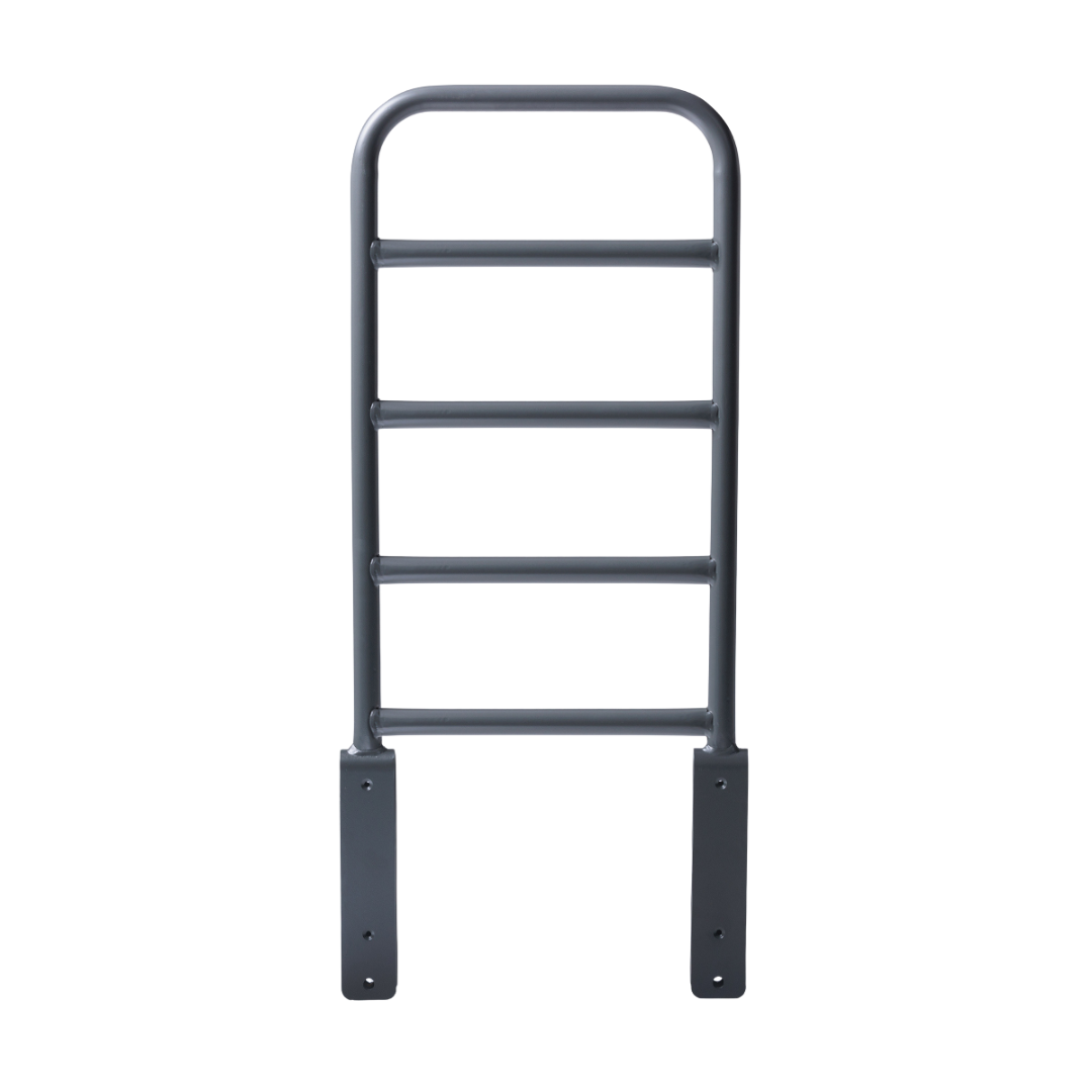 Royale Multi-Motion Tall Side Rail shown clamped to adjustable bed, featuring tall profile and multi-position functionality for enhanced safety and support.