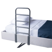 Royale Multi-Motion Tall Side Rail shown clamped to adjustable bed, featuring tall profile and multi-position functionality for enhanced safety and support.