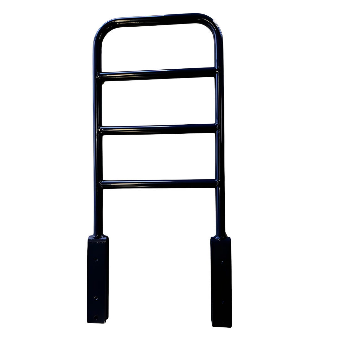 Royale Multi-Motion Tall Side Rail shown clamped to adjustable bed, featuring tall profile and multi-position functionality for enhanced safety and support.