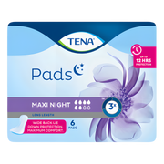 TENA Pads Maxi Night Wide Back Long Length provide discreet, secure overnight protection for moderate to heavy bladder leakage with extra coverage and comfort.