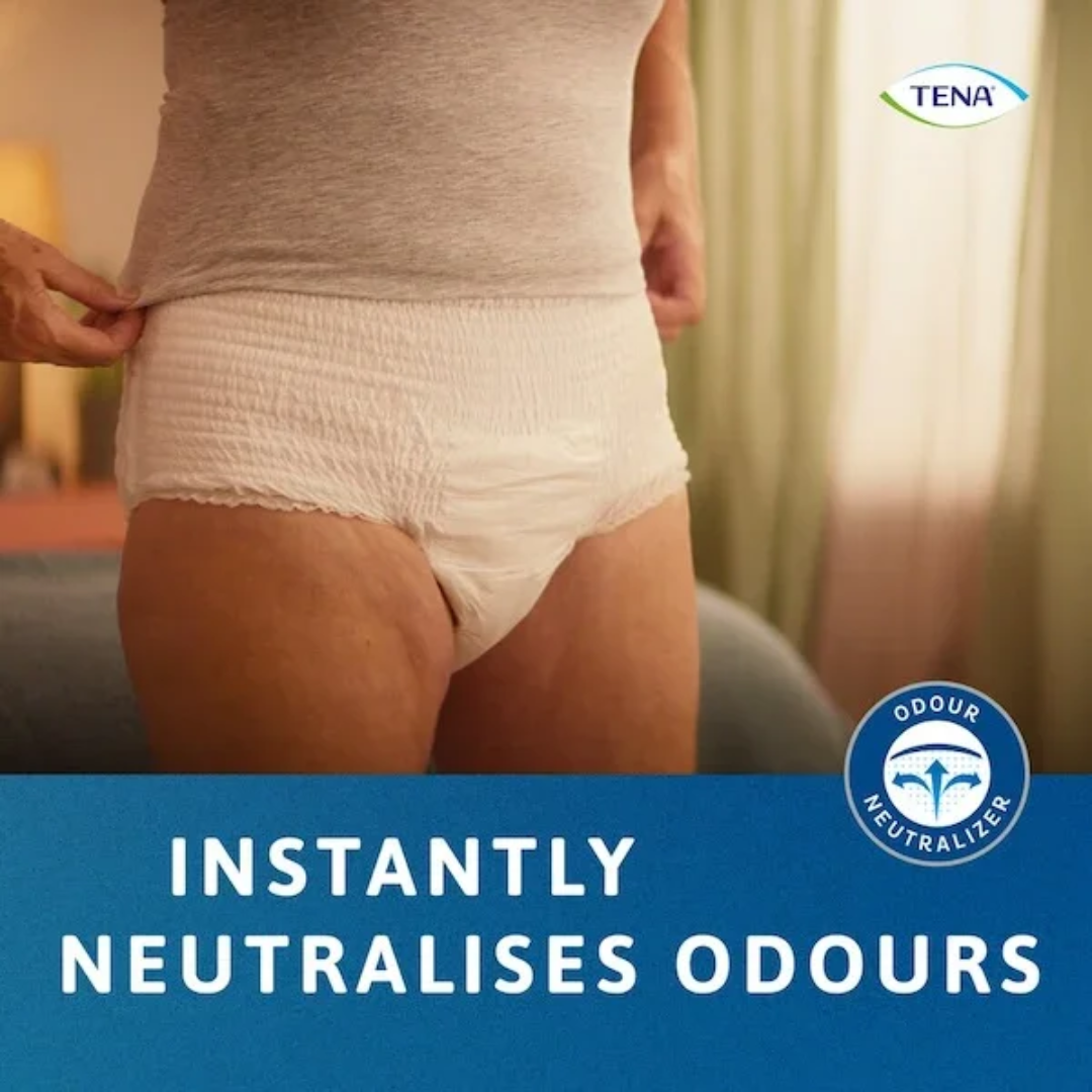 TENA ProSkin Pants Plus Extra Large pull‑up underwear providing soft, breathable, high‑absorbency protection for adults managing moderate to heavy incontinence.