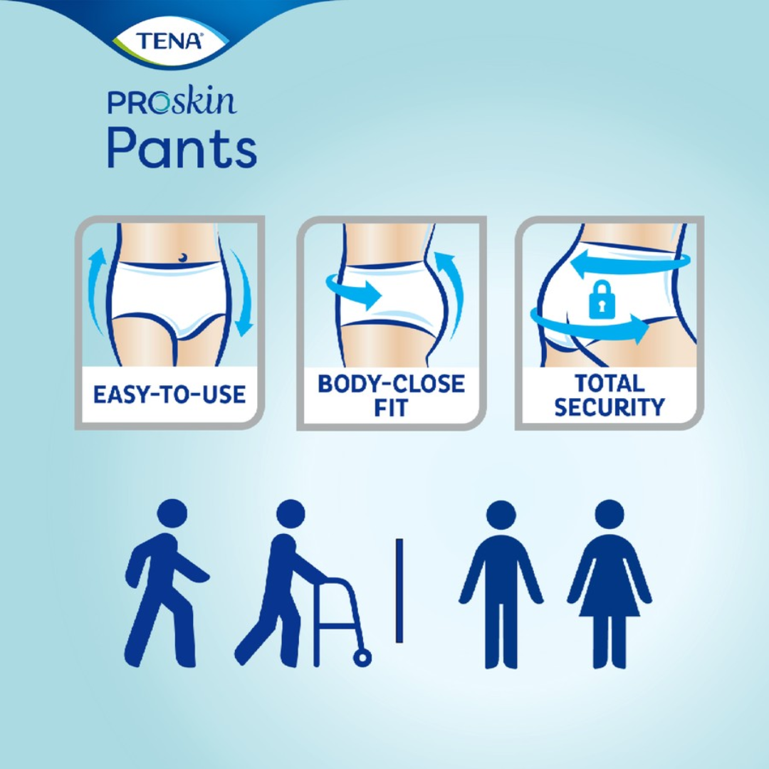 TENA Pants ProSkin Maxi – Large pull-up incontinence underwear with high absorbency and soft, breathable materials, designed for heavy leakage and all-day or overnight comfort.