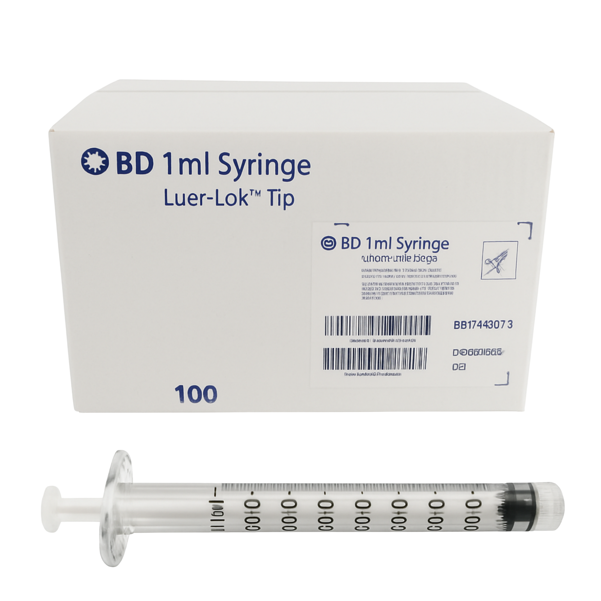 BD 1ml syringe with Luer-Lok tip and its packaging