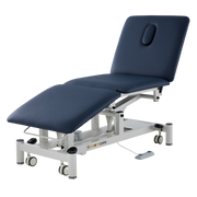 Three Section Medical Treatment Couch in navy blue with adjustable sections, providing stable, comfortable support for clinical examinations and healthcare treatments.