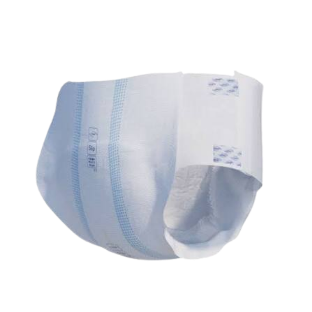TENA ProSkin Slip Maxi Medium all-in-one brief with Maxi absorbency, hook tapes, and wetness indicator.