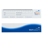 Disposable wound ruler with clear metric markings for accurate wound measurement and safe single‑use assessment in clinical and community care.
