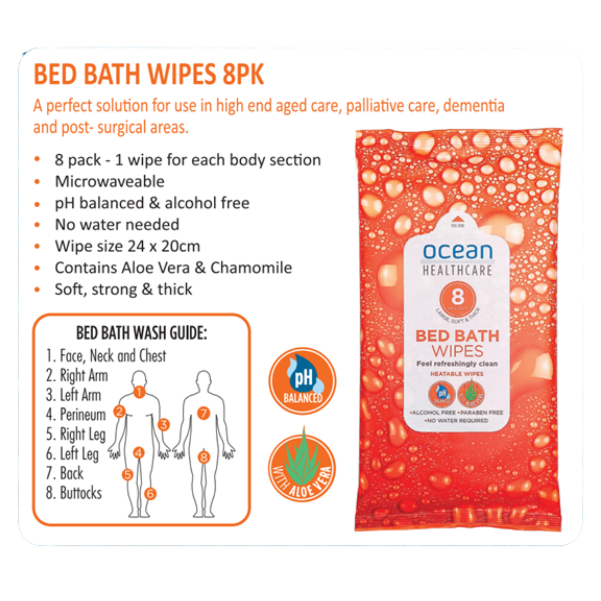 Ocean Healthcare Bed Bath Wipes