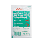 AAXIS Bodichek Non-Woven Island Dressing 7cm x 5cm – sterile, hypoallergenic, breathable, and highly absorbent wound care pad.
