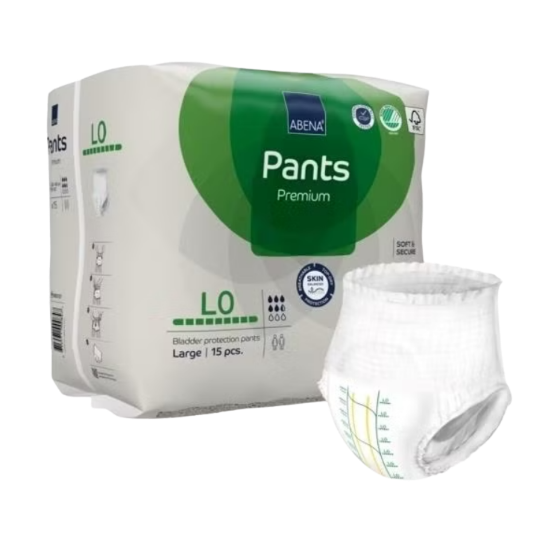 Close-up of Abena Pants Zero L0 features including the 1100ml absorbent core, integrated leakage barriers, and the Top-Dry skin protection layer