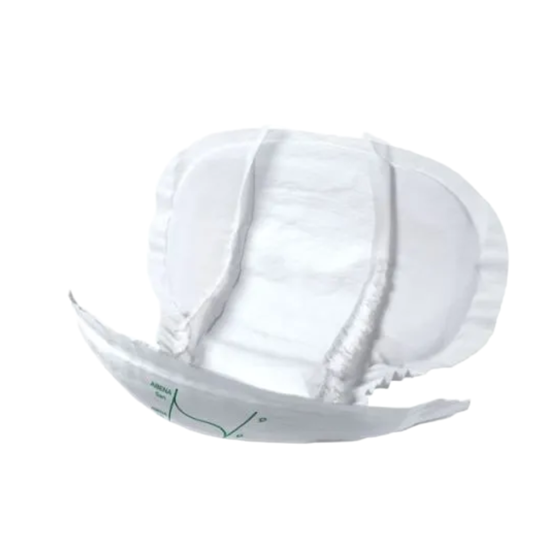 A single unfolded ABENA San Premium 9 bladder protection pad, showcasing its anatomically contoured shape and tall longitudinal leakage barriers.