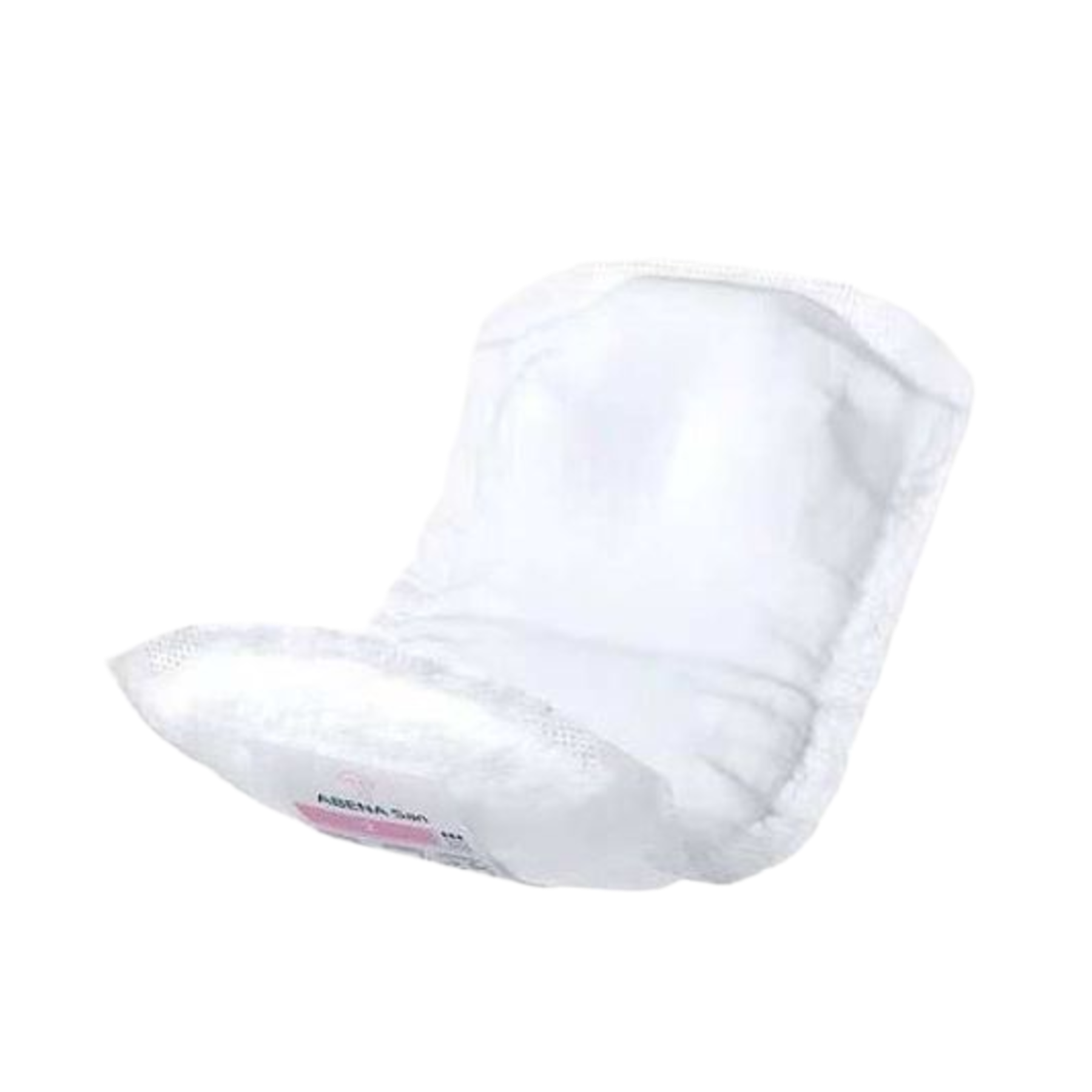 Close-up view of a single Abena San Premium incontinence pad, highlighting its contoured shape and soft, breathable top layer for skin protection.