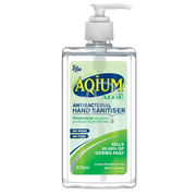 Aqium Antibacterial Hand Sanitiser With Aloe Vera 375Ml Pump Hygiene