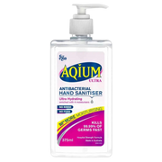 Aqium Ultra Antibacterial Hand Sanitiser - 375ml Hospital Strength Formula, Kills 99.99% of Germs Fast, Ultra Hydrating, No Rinse, No Fuss, Made in Australia