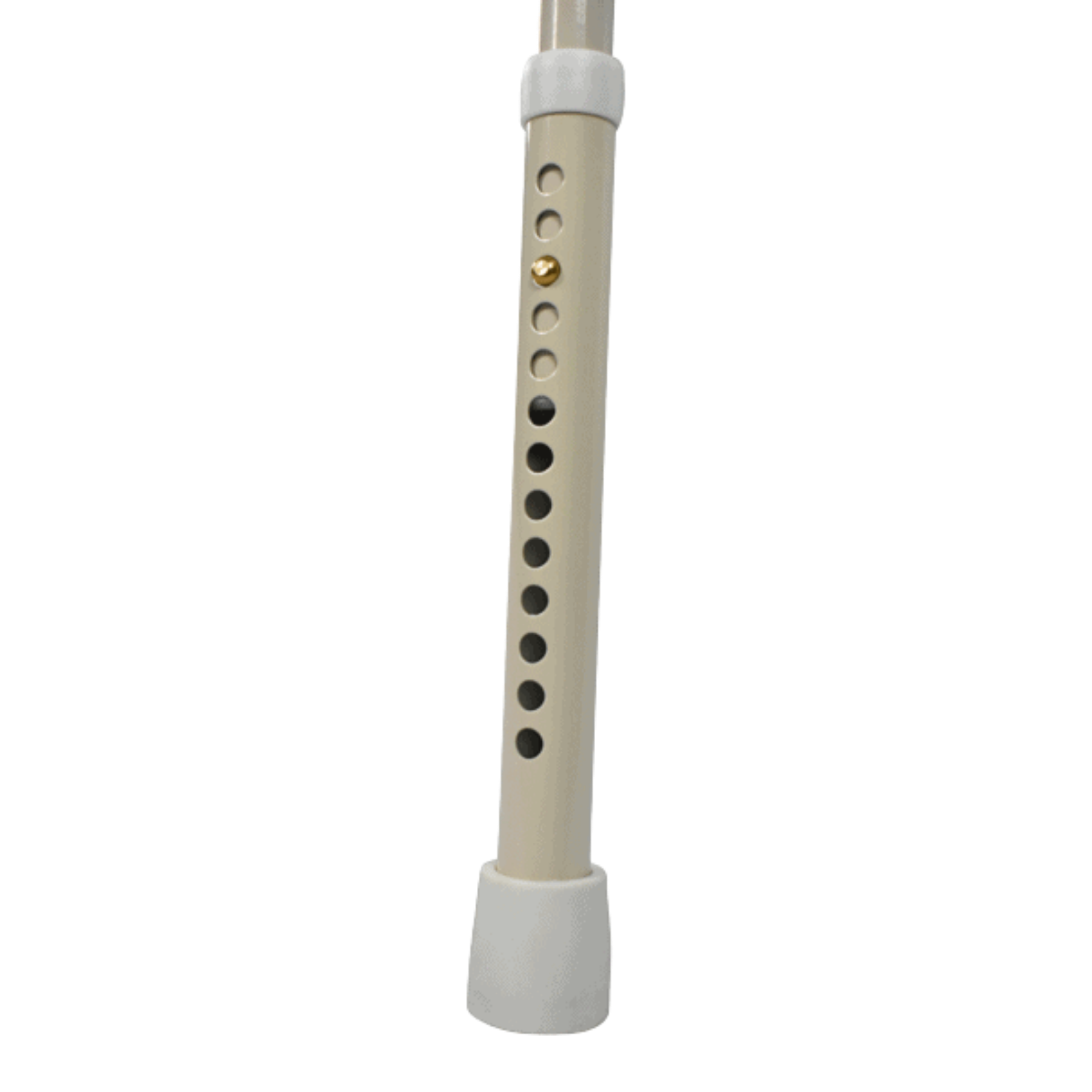 Close-up of the height-adjustable legs on the Aspire kitchen stool, showing the easy-to-use pin system for customized seat height.