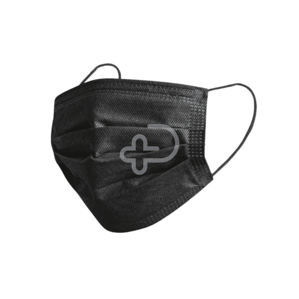 Black Surgical Level 2 Face Mask Hypoallergenic 3-Ply Earloops