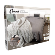Conni Quilt Cover Double Charcoal Bedding