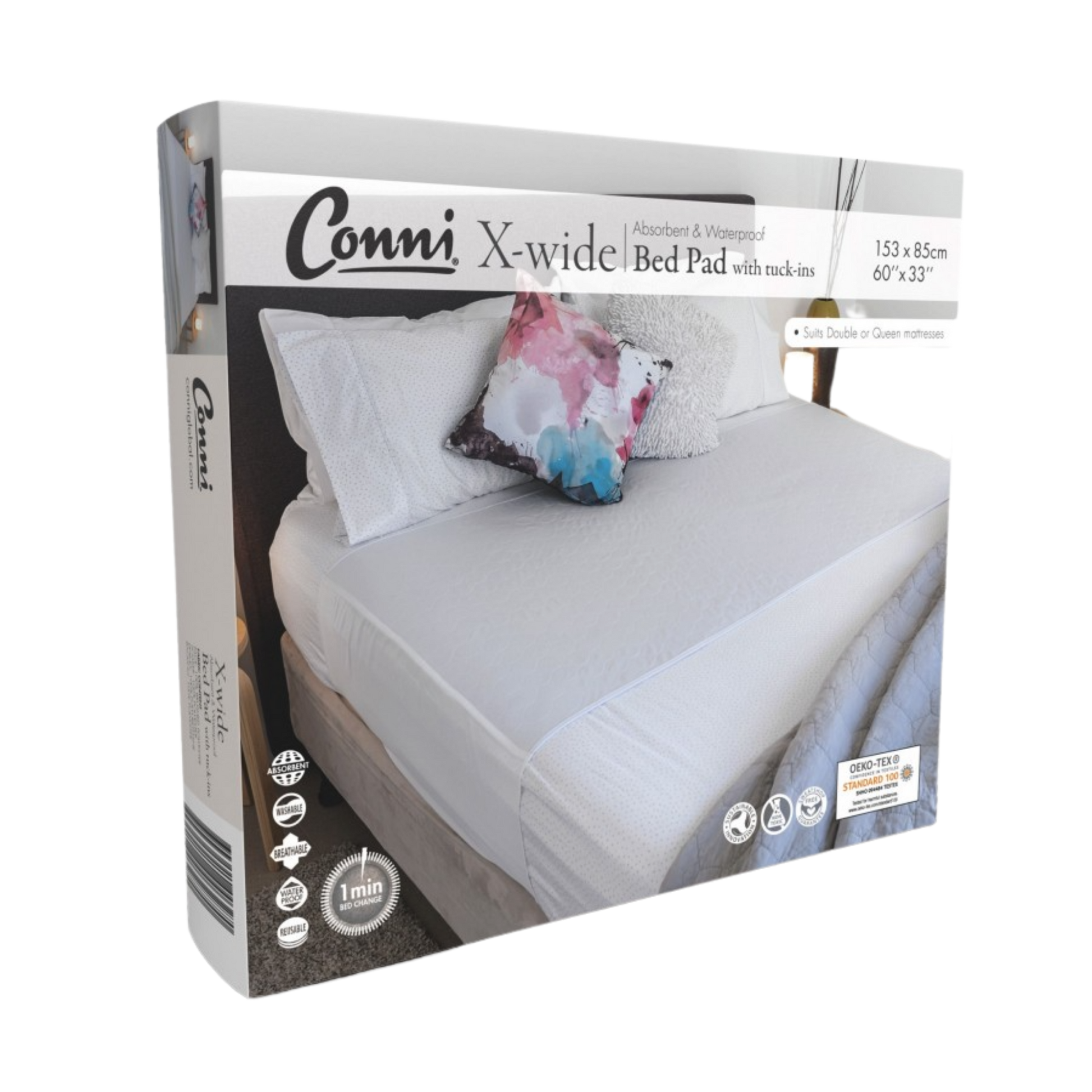 Conni X-Wide Bed Pad With Tuck-Ins White Pads