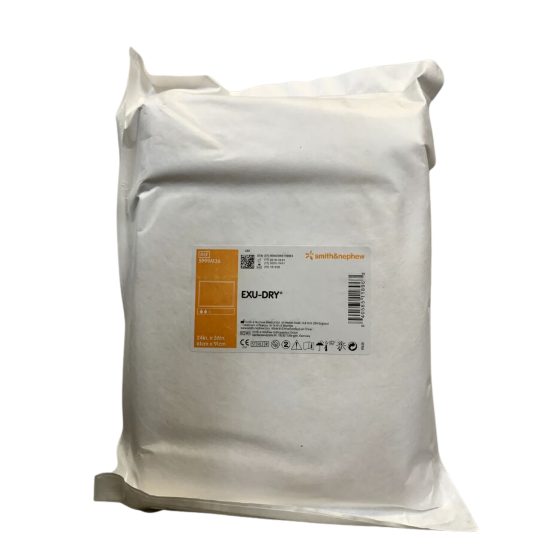 White bag with a label on a white background