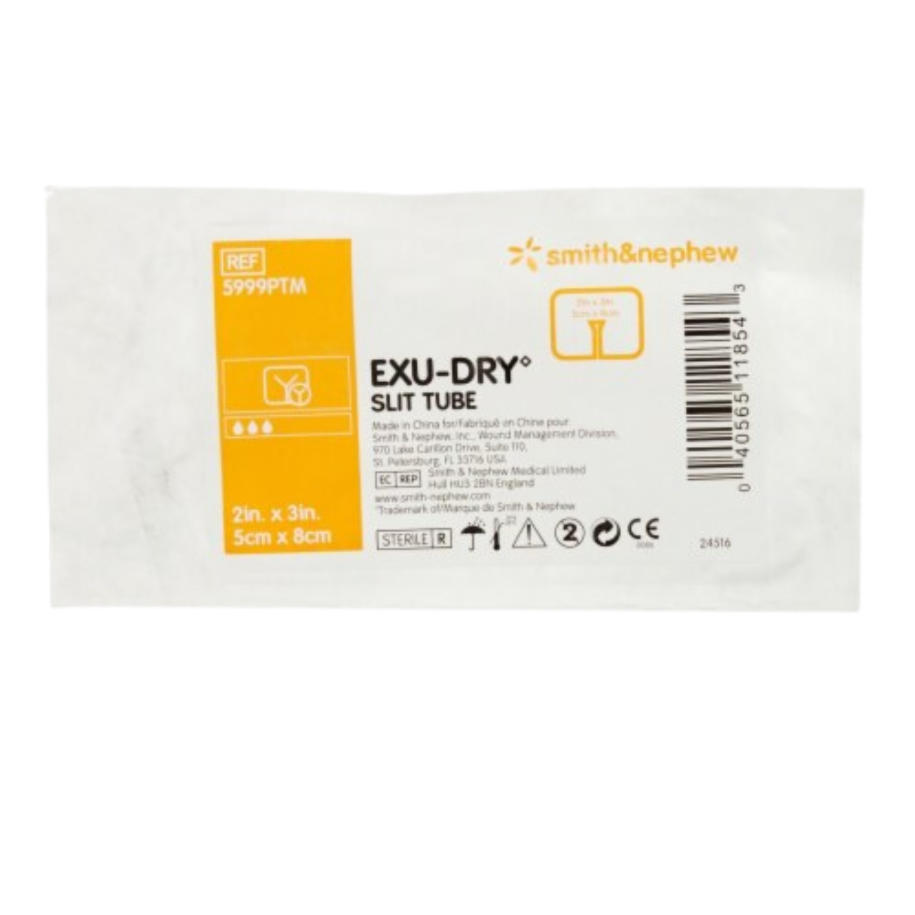 Smith & Nephew Exu-Dry Slit Tube packaging on a white background