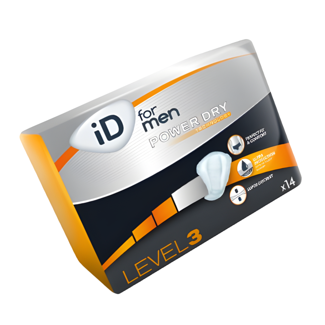 iD Pouch for Men Level 3, 250 x 180mm with 653ml capacity, offering discreet, high‑absorbency protection for moderate urinary leakage and daily continence care.