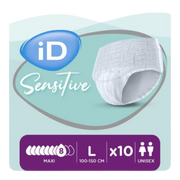 iD Sensitive Pants Maxi Large 2304ml pull‑up incontinence pants with odour control and skin‑friendly design.