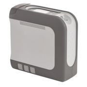 Side view of Drive DeVilbiss iGo2 Portable Oxygen Concentrator featuring compact and lightweight design for mobility.
