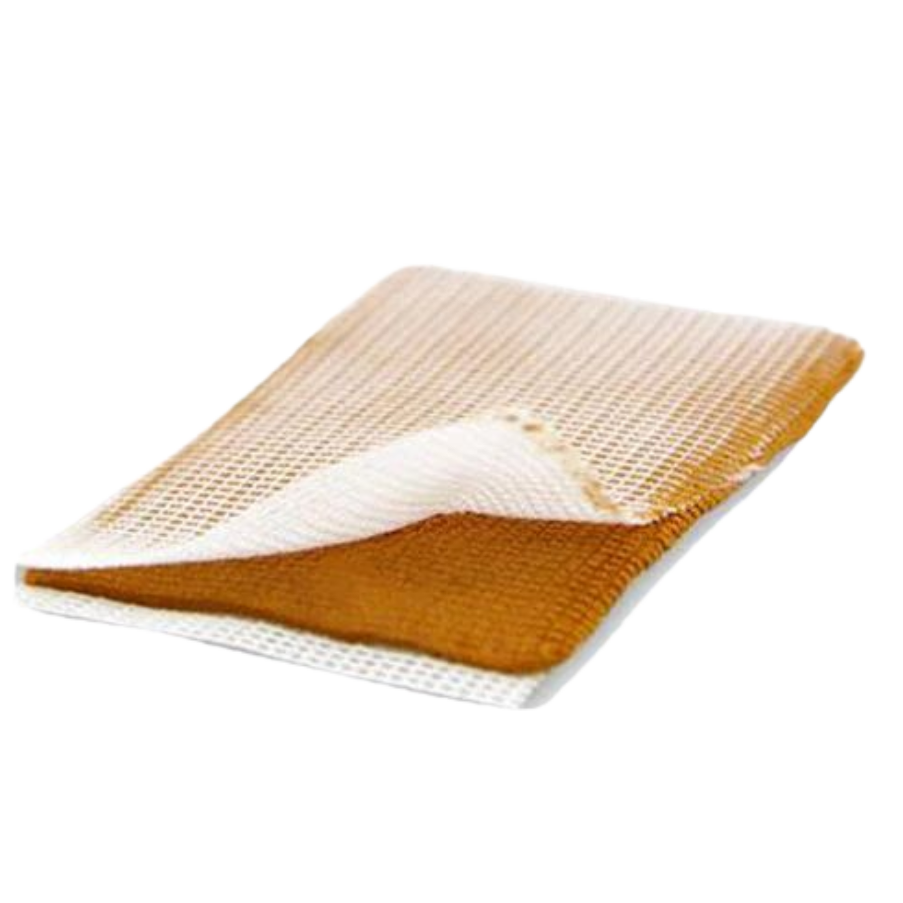 Close-up of a Cadexomer Iodine dressing showing the brown medicated paste sandwiched between two layers of protective white carrier gauze.
