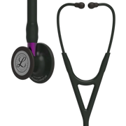 Multiple close-up angles of the 3M Littmann Cardiology IV Violet chestpiece highlighting the high-polish mirror finish. 