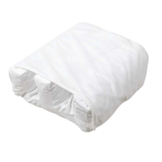 A close-up view of the Medifab Body Wedge Snooze showing the white clinical fabric, integrated leg trough, and the mesh top leg wrap.