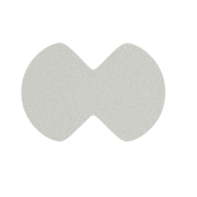 Top view of the unique, hourglass-shaped Mepilex Heel absorbent foam dressing pad for heel wounds.