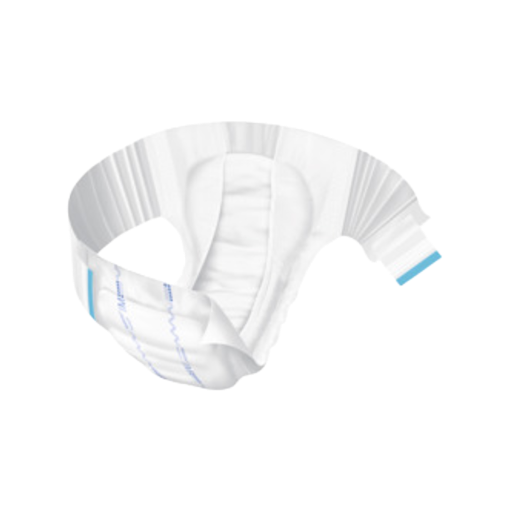 Close-up view of a single MoliCare Premium Elastic adult diaper showing the elastic side panels and re-closable tapes.