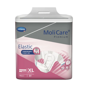 Alternate packaging for MoliCare Premium Elastic size XL (140-175cm), 14 pieces, featuring a grey and pink design and pH 5.5 protection badge.