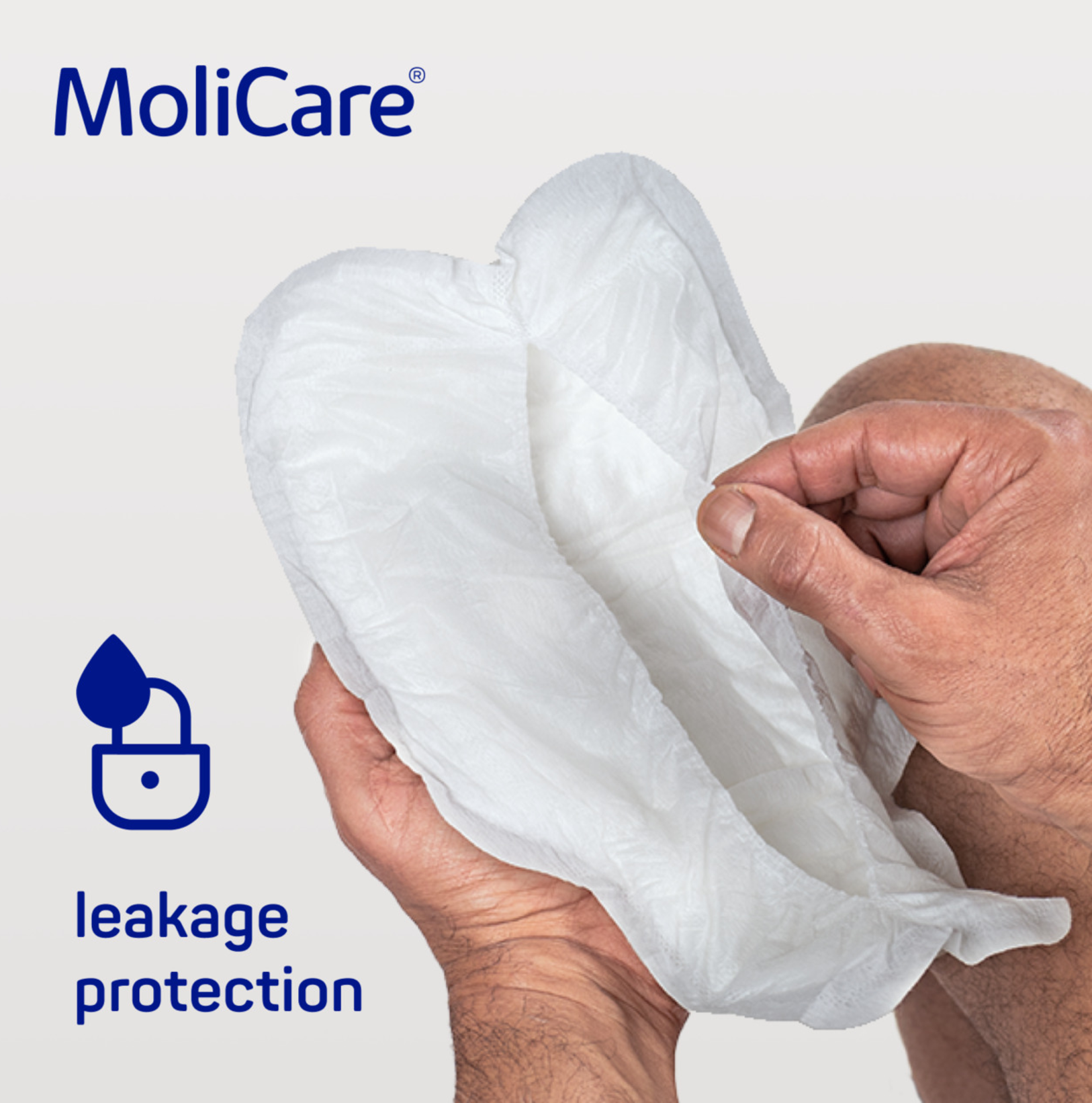 MoliCare product with leakage protection feature on a white background