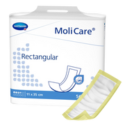 MoliCare rectangular medical product packaging with a sample pad on a white background