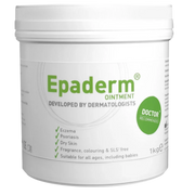 Large 1kg tub of Epaderm Ointment by Mölnlycke; preservative-free intensive moisturizer for chronic dry skin conditions and complete emollient therapy.