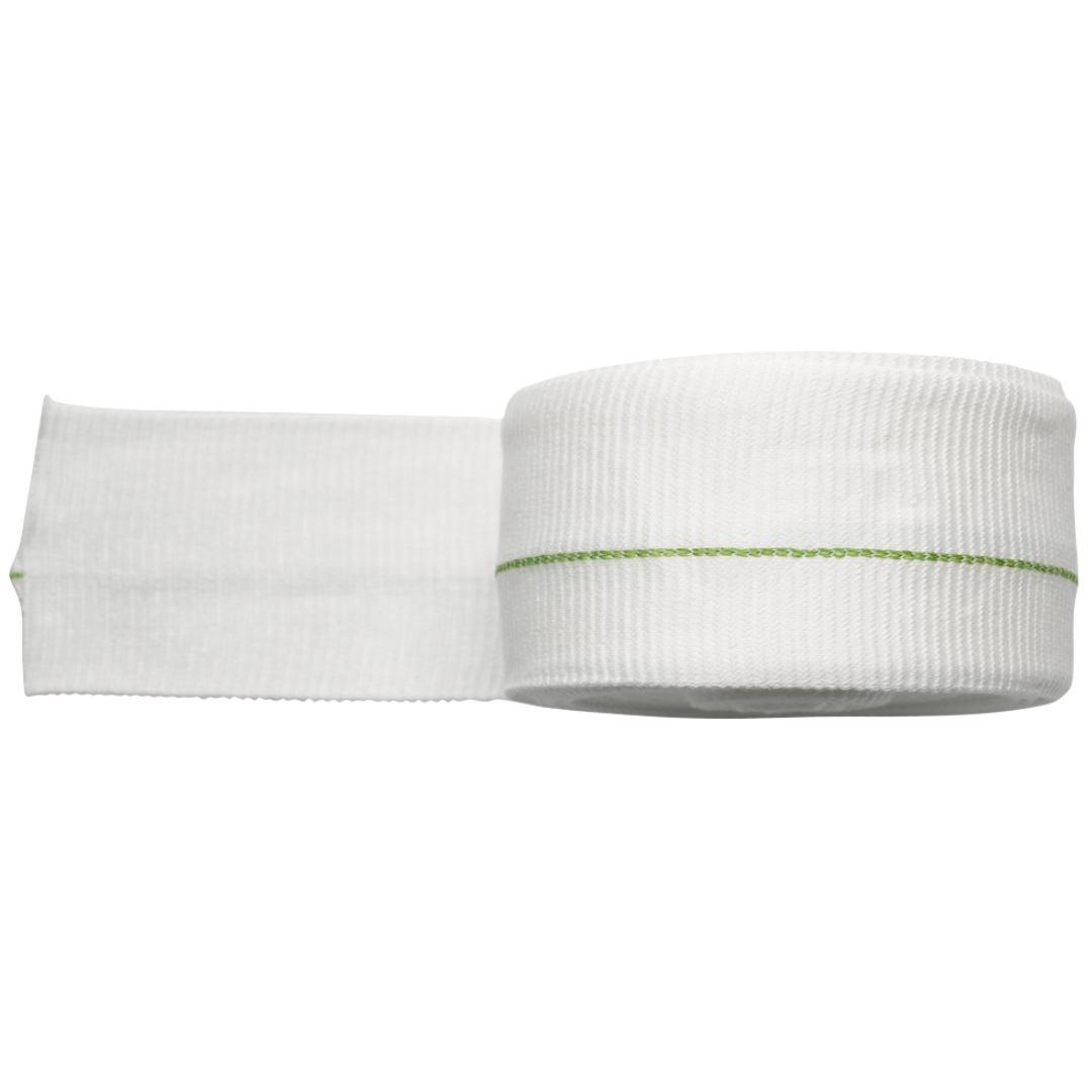 Molnlycke Tubifast Retention Bandage 10m Green roll provides secure tubular fixation for dressings, ensuring comfort and reliable wound care.
