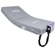 Novis Healthcare CairMax Duo foam air support surface mattress in King Single size, featuring a grey top cover and side-mounted control pump.