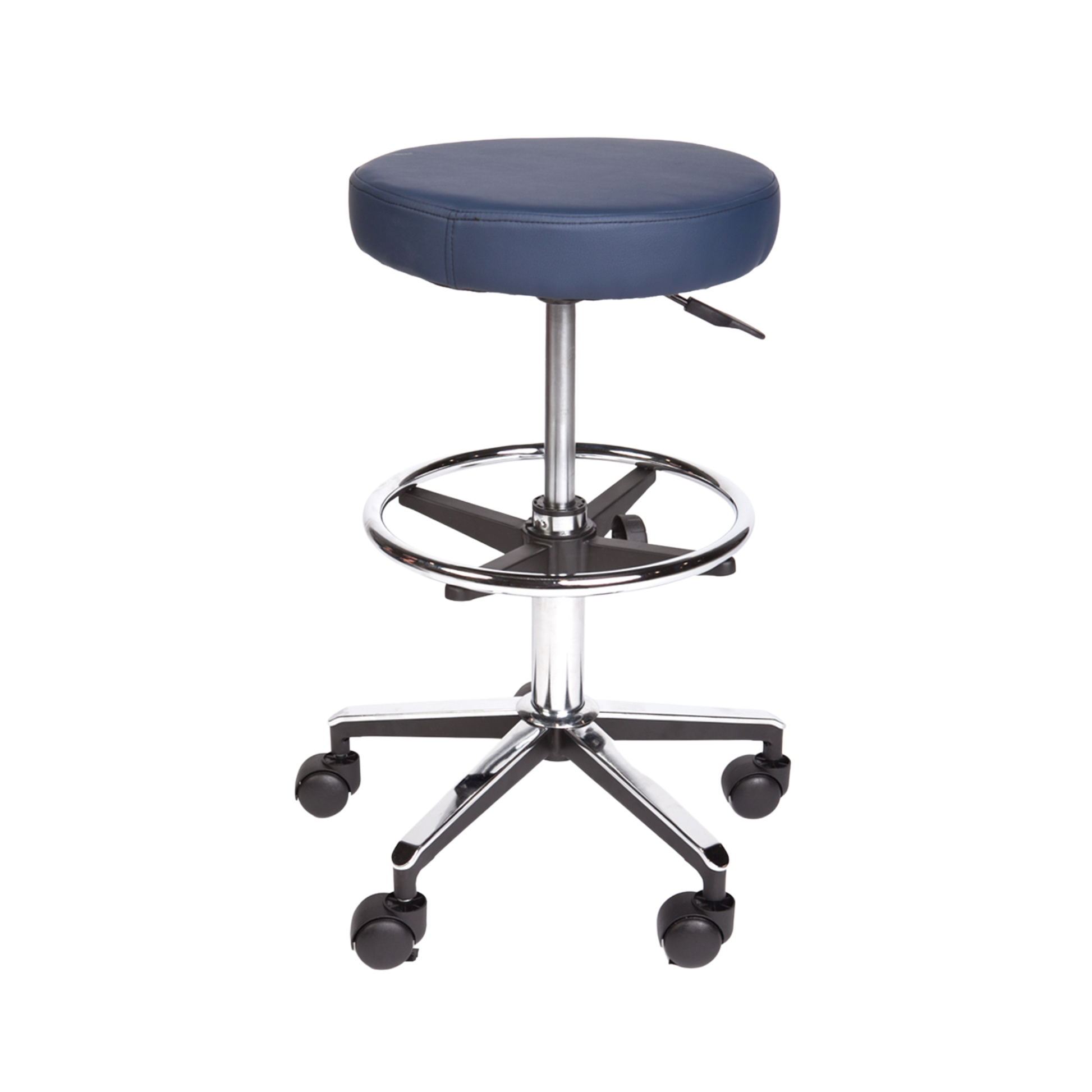 Round Stool Premium With Foot Ring Navy Blue Stools Bed Screens & Iv Stands