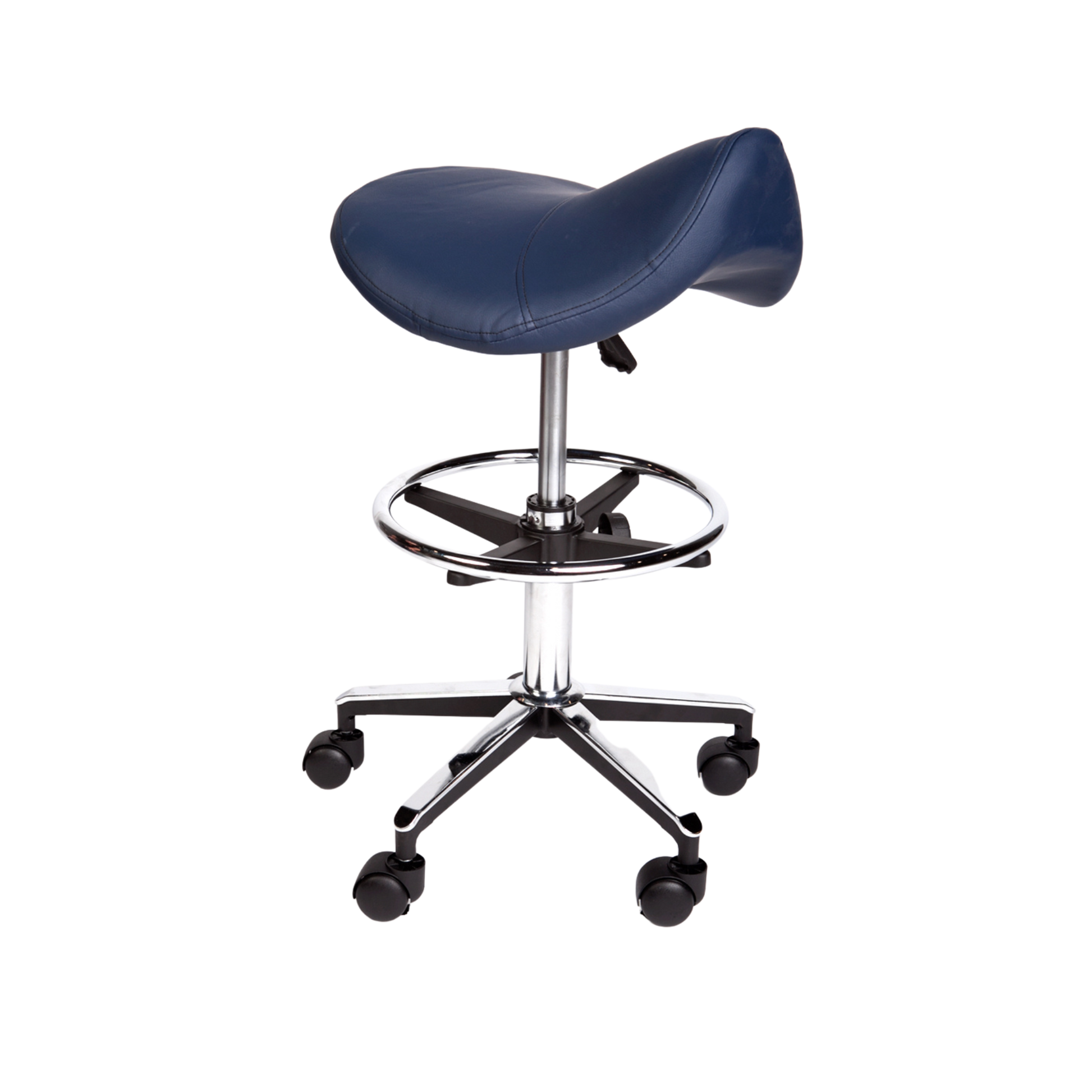 Saddle Stool Premium With Foot Ring Navy Blue Stools Bed Screens & Iv Stands