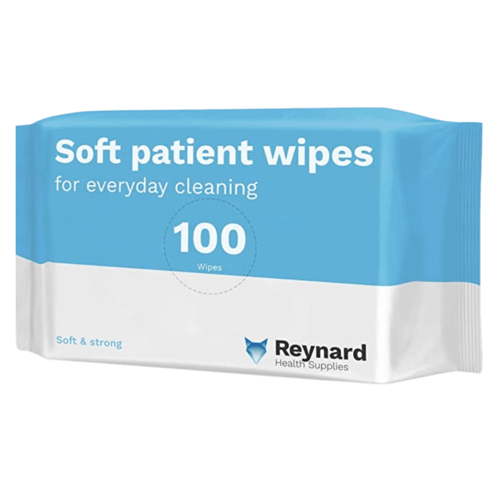 Reynard Everyday Soft Patient Wipes in resealable soft pack, designed for gentle, full-body cleansing with soft, non-woven fabric suitable for sensitive skin.