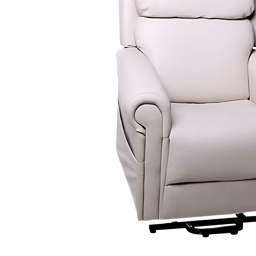 Royale Medical Chadwick Quad Motor Leather Lift Chair in Oxford Plush – premium reclining chair with head and lumbar support.
