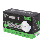 Trident Flat Fold P2 Level 3 Respirator Extended Length Head Straps 20 Units Per Box Surgical