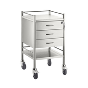 Stainless Steel Trolley Three Drawer With Top Locking Medical Carts & Trolleys