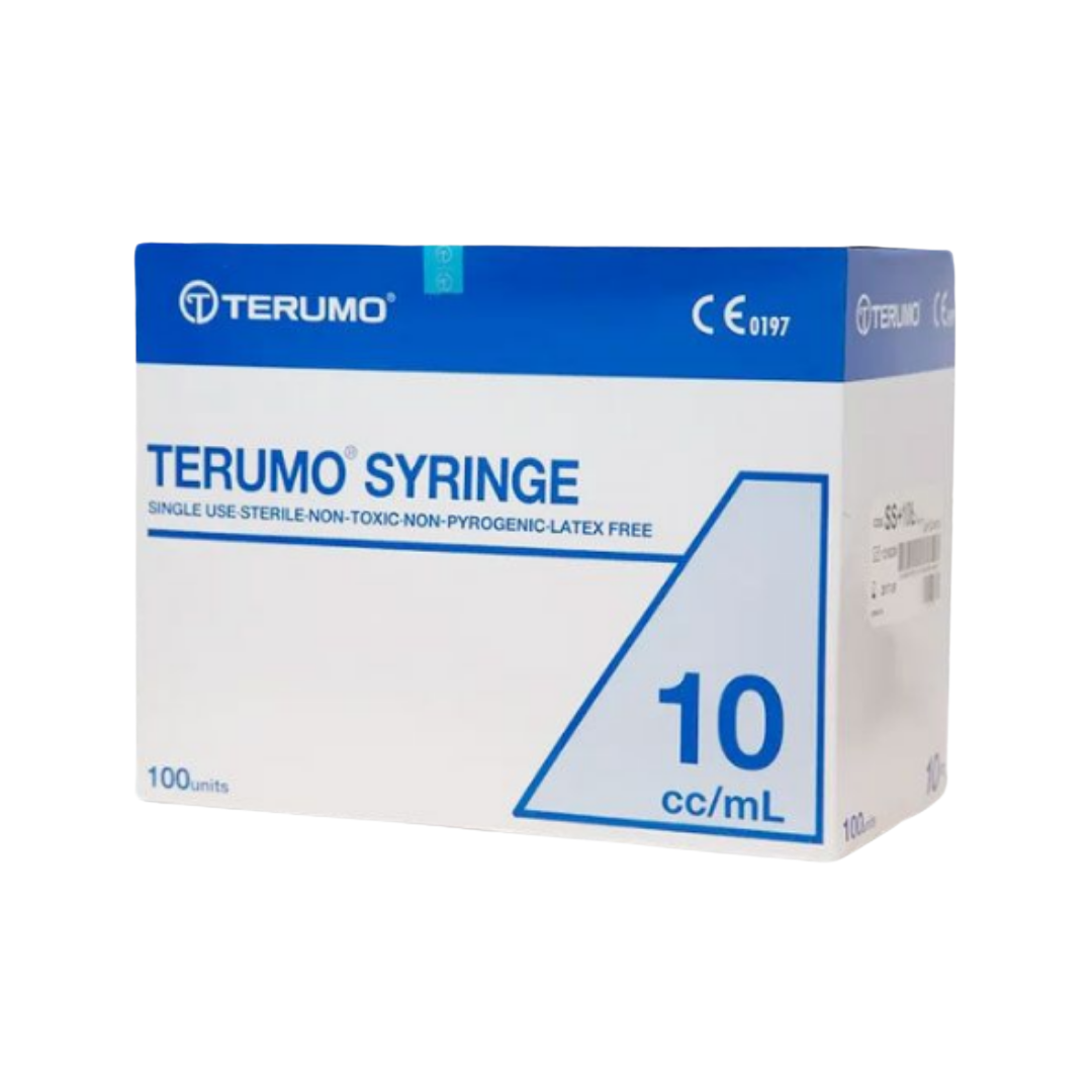 Terumo Hypodermic Syringe Luer Lock Tip Without Needle. Medical-grade, sterile syringe with Luer Lock design for secure needle attachment.