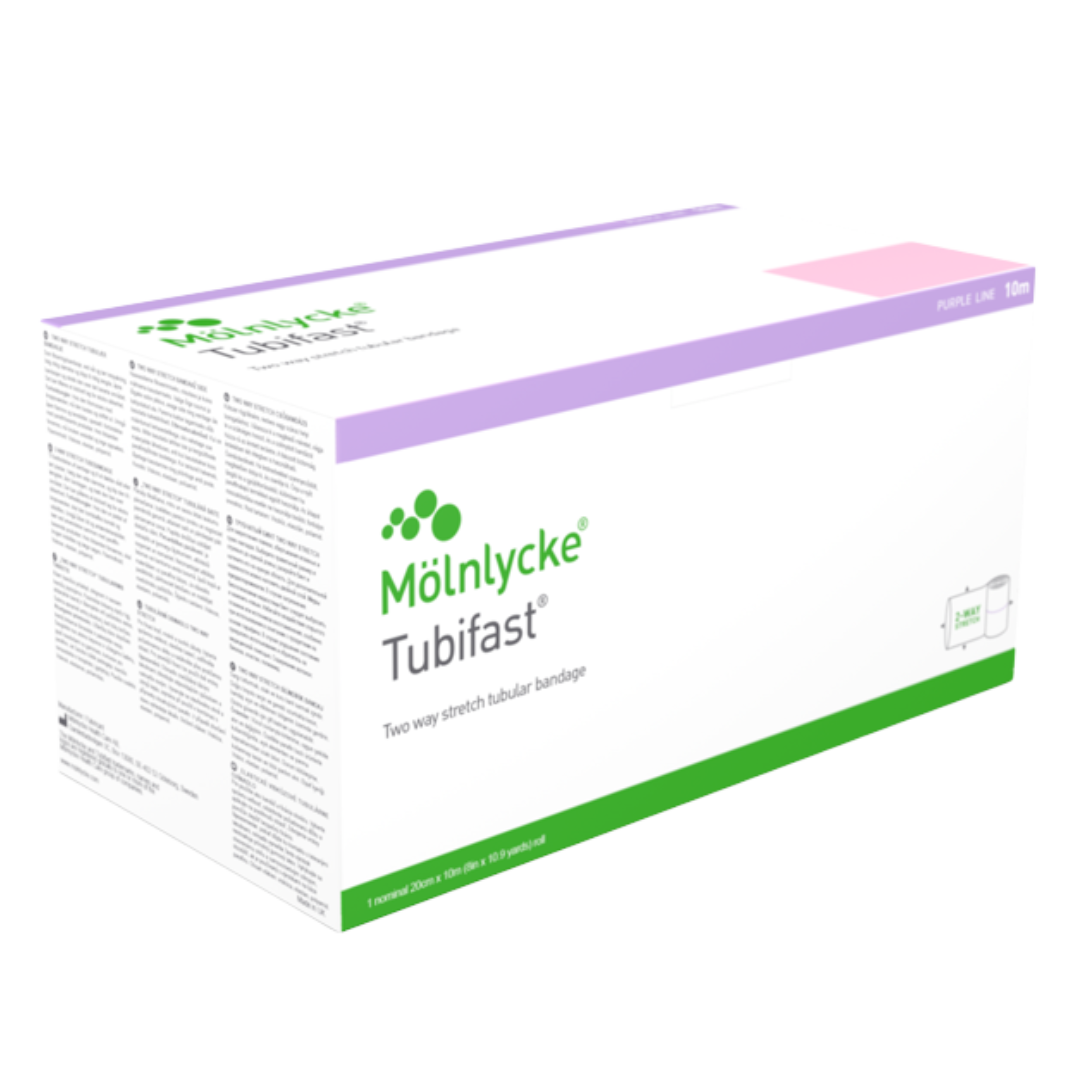 Tubifast Purple 10m retention bandage offers gentle, breathable tubular support for wound dressings, promoting effective healing and patient comfort daily.