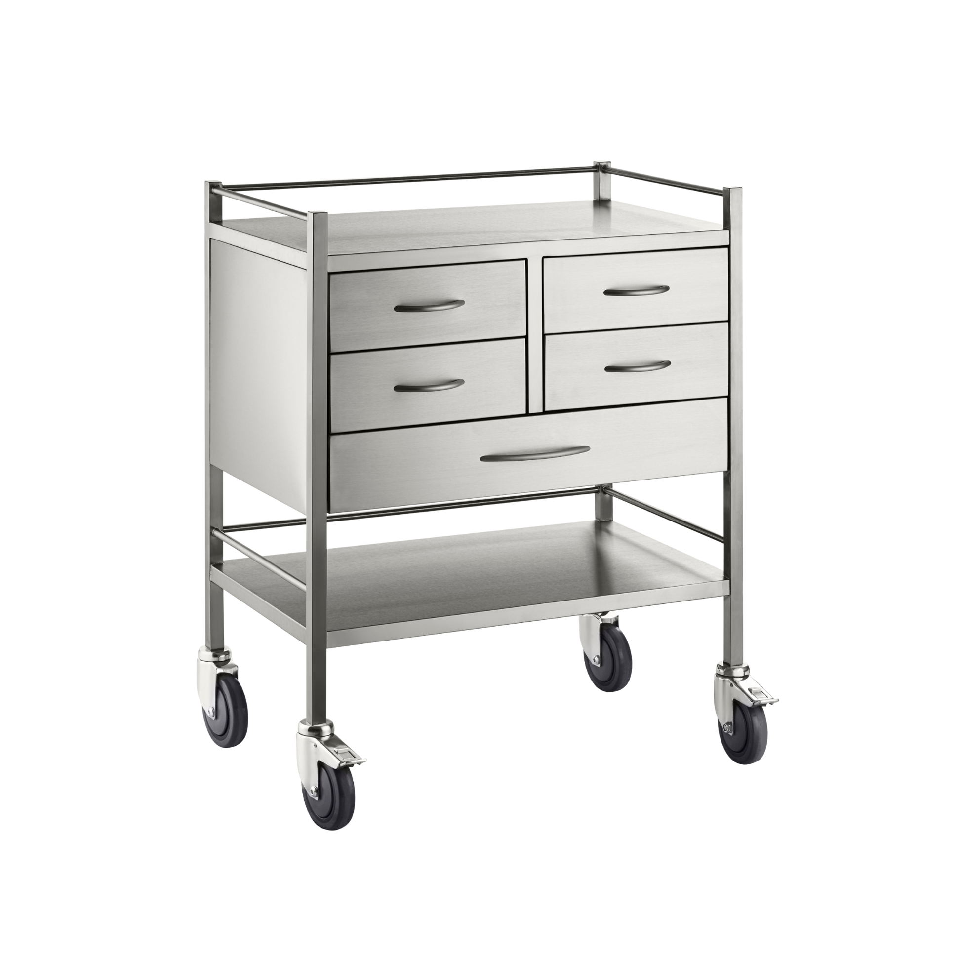 Stainless Steel Resuscitation Trolley Five Drawer Medical Carts & Trolleys